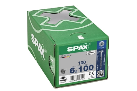 SPAX T-Star Flat Countersunk Screw 6 x 100mm Qty 100